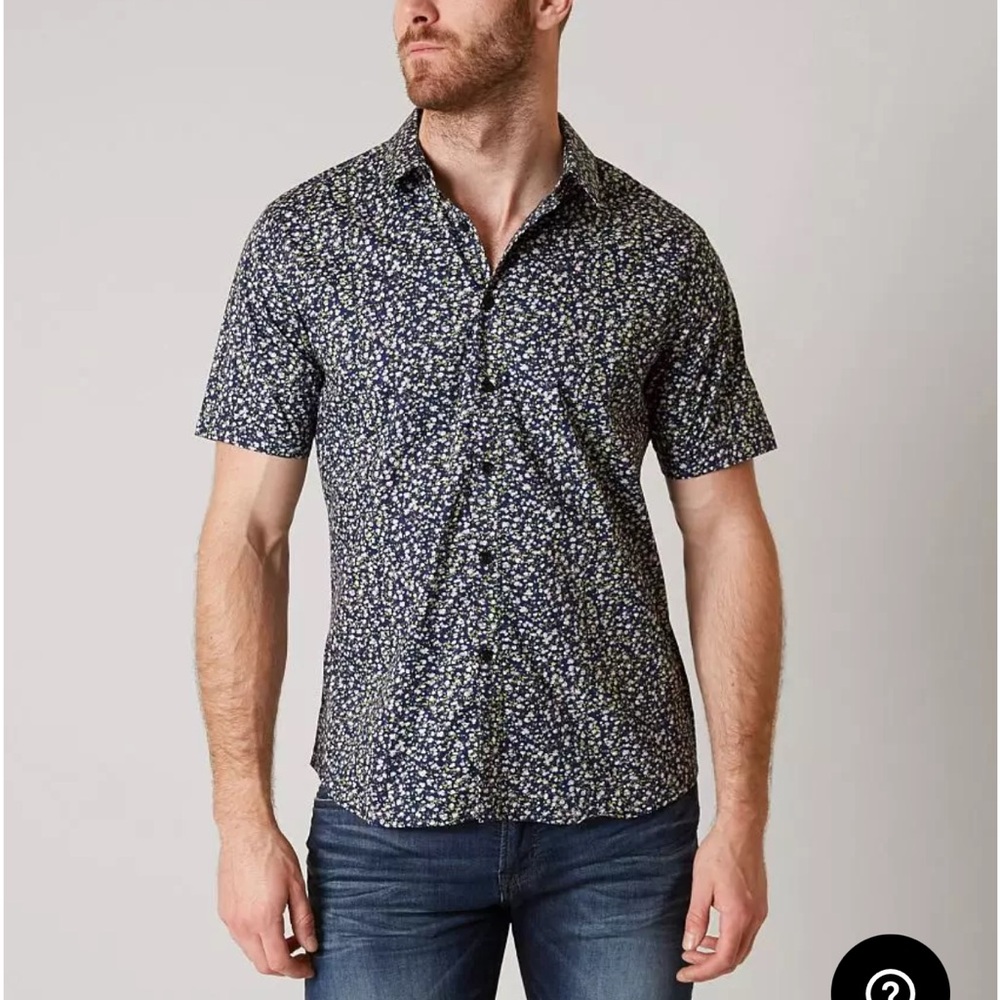 7 Diamond from Buckle Nightfall Stretch Button Up Shirt in Navy Floral - Picture 2 of 10